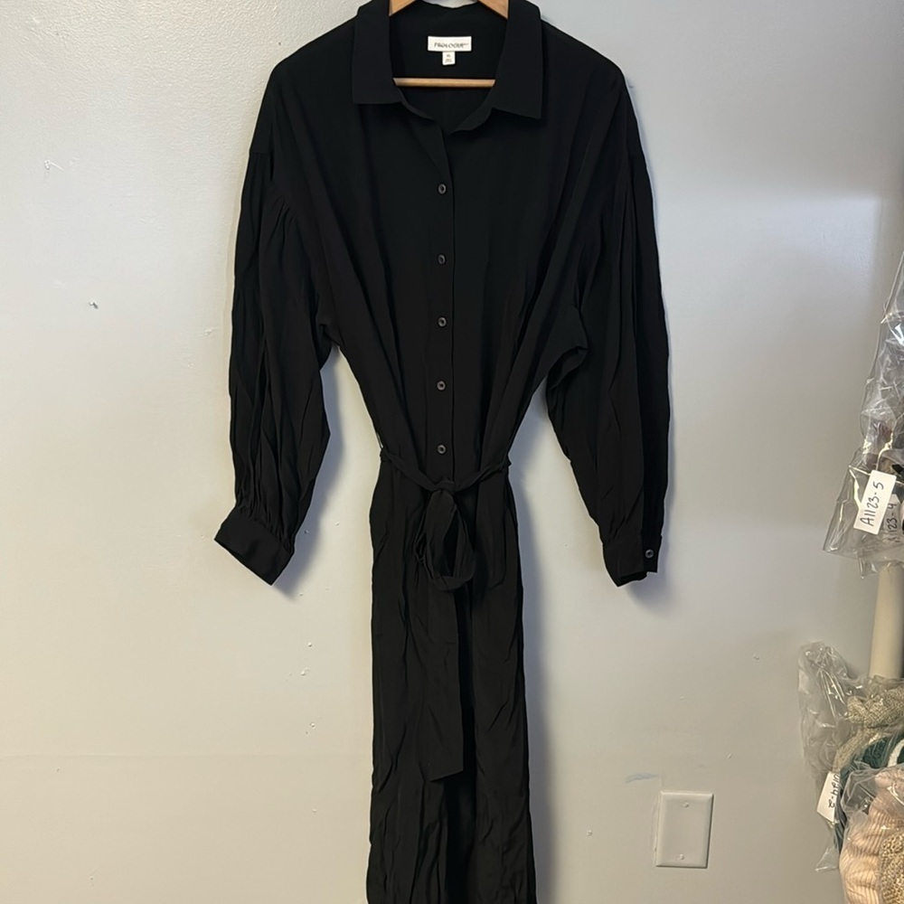 0924-15 Black Button Down Dress